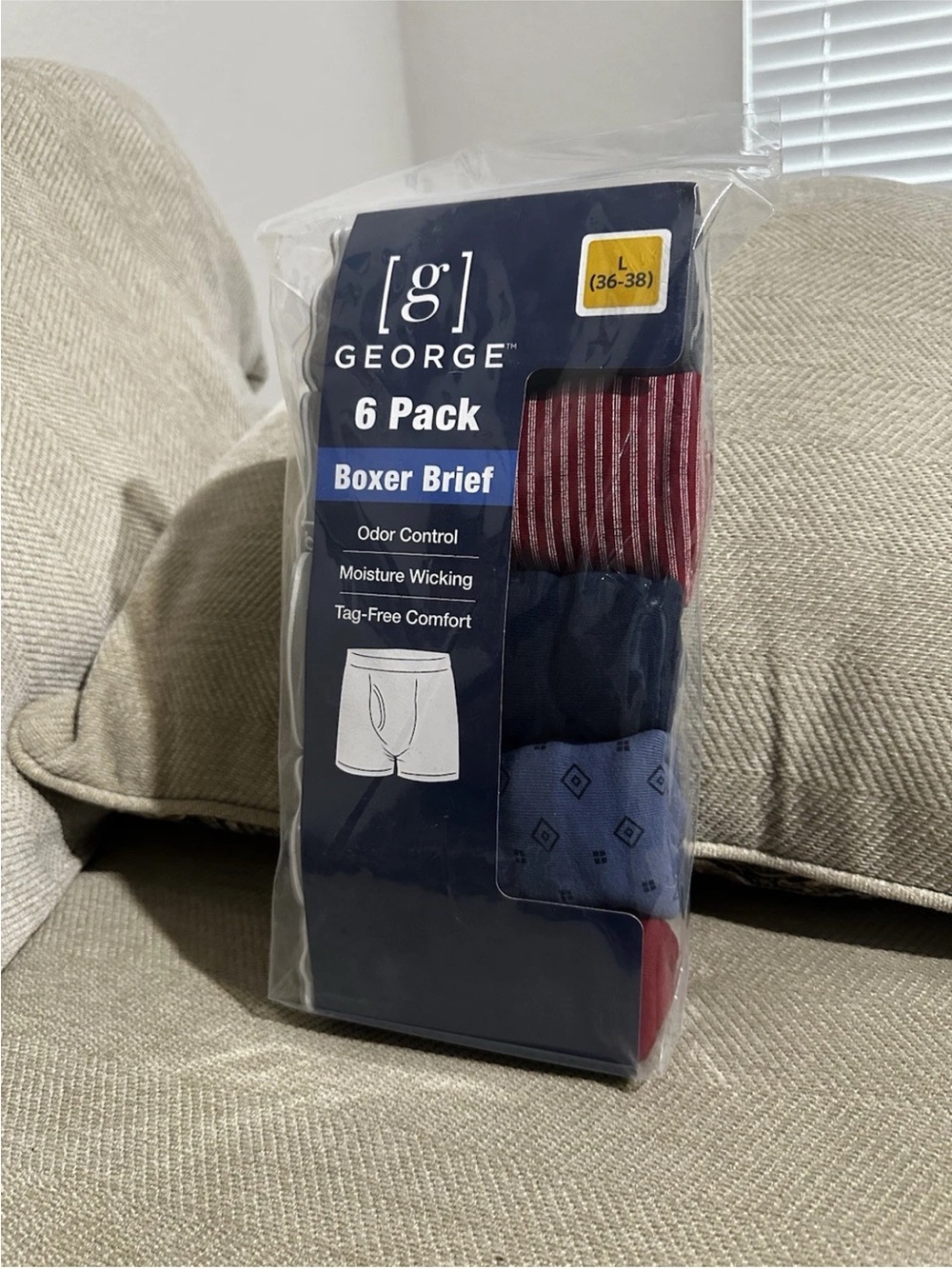 George 6-Pack Men's Boxer Briefs - Navy & Maroon